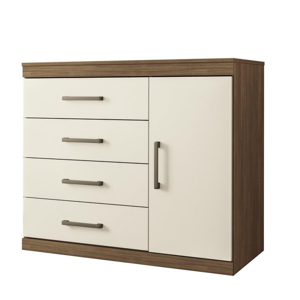 Miniatura Cômoda Sapateira 1 Porta 4 Gavetas Plus Jatobá/Areia