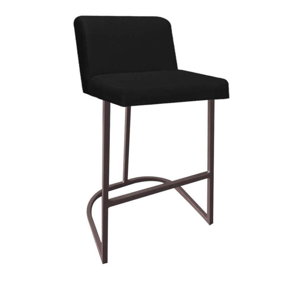 Miniatura Banqueta Com Encosto Noah Luxo Confort Bistrô Cozinha Ferro Marrom Suede Preto - Ahazzo Móveis