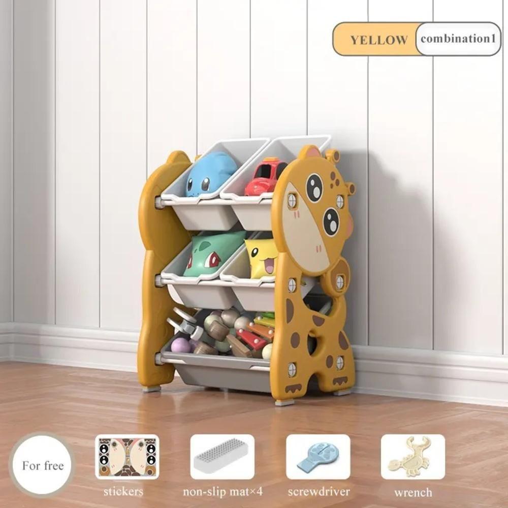 Miniatura Organizadora Infantil Estante Brinquedos Caixa Bau Armario Quarto Bebe Multiuso Porta Treco Girafa Amarelo