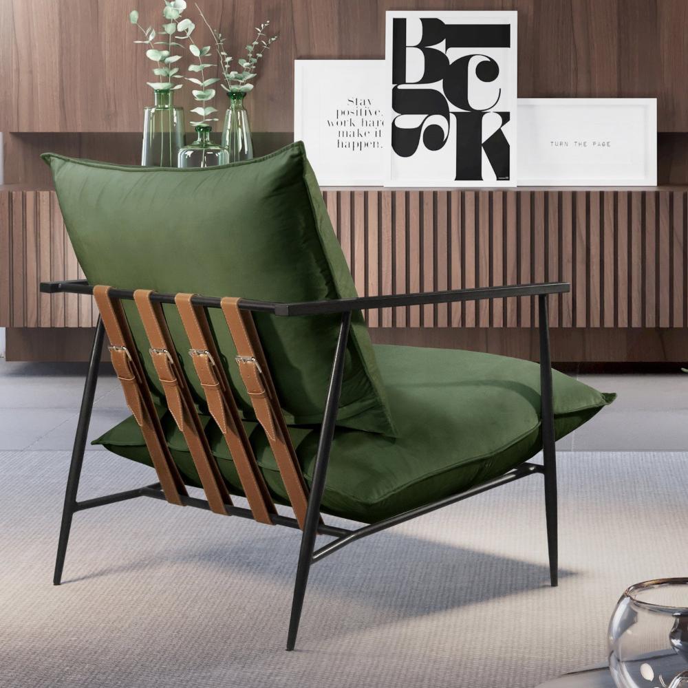 Poltrona Metal Industrial Agatha Luxo Verde