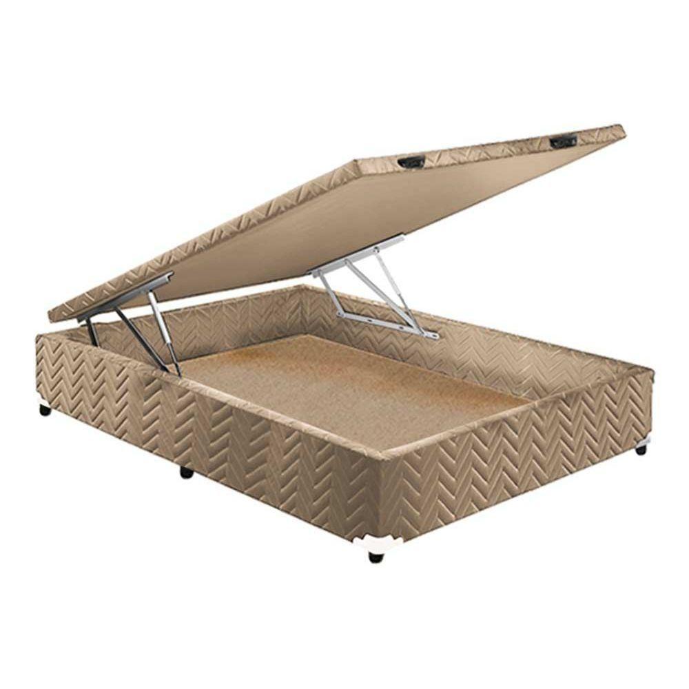 Miniatura Cama Box Baú Queen: Colchão Espuma D33 Paropas / Ep Confort Ultra Firme + Base Clean(158X198)