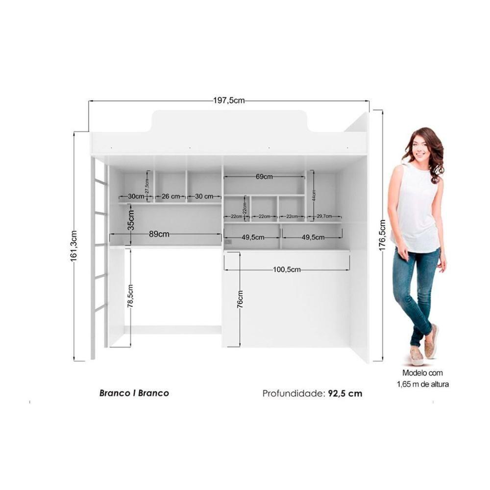Miniatura Beliche Multifuncional Office New (cama+bancada+baú+nicho+prateleiras) Grafite-jatobá - Santos Andirá