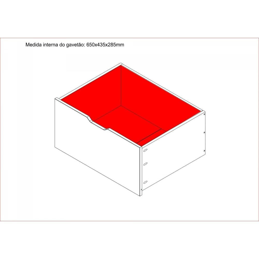 Cama Solteiro com 3 Gavetas e 1 Mesa de Cabeceira Charme Inter Link Branco Lavado