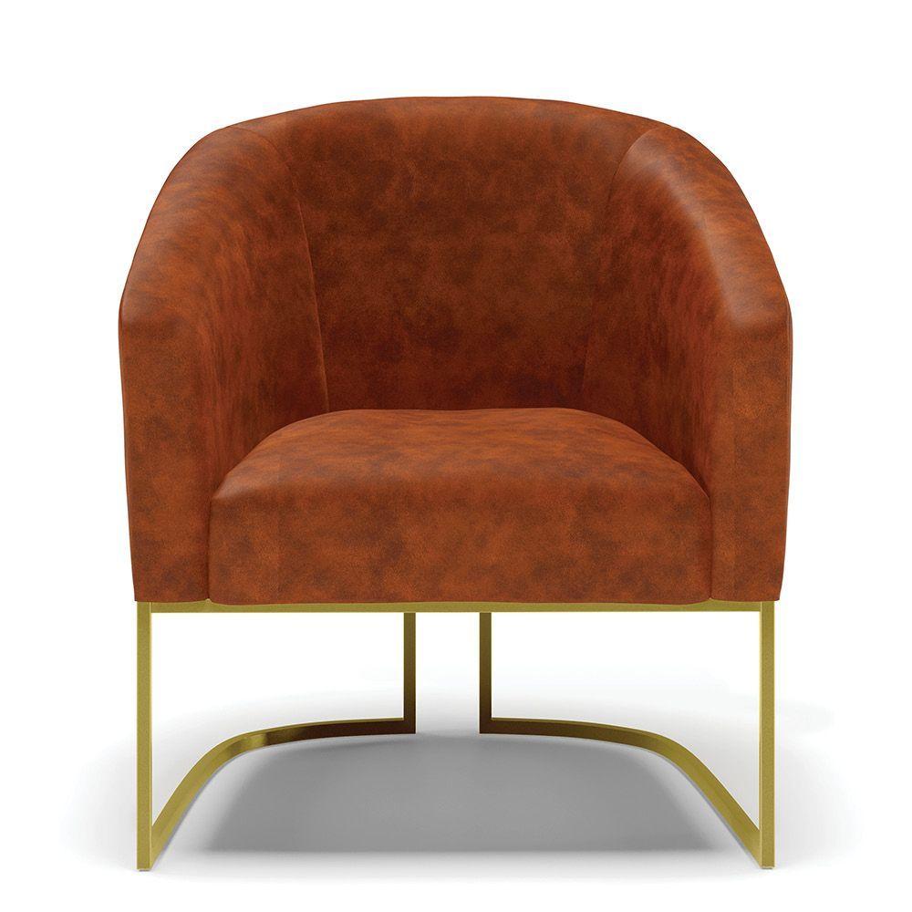 Kit 02 Poltronas Corano Base Industrial Dourada Cor Nozes