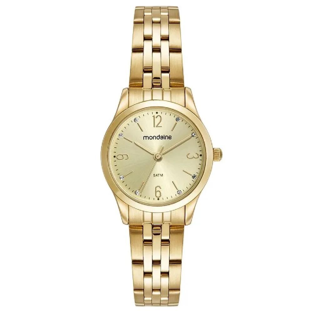 Kit Relógio Mondaine Dourado com Colar e Brincos 32720LPMKDE1K1