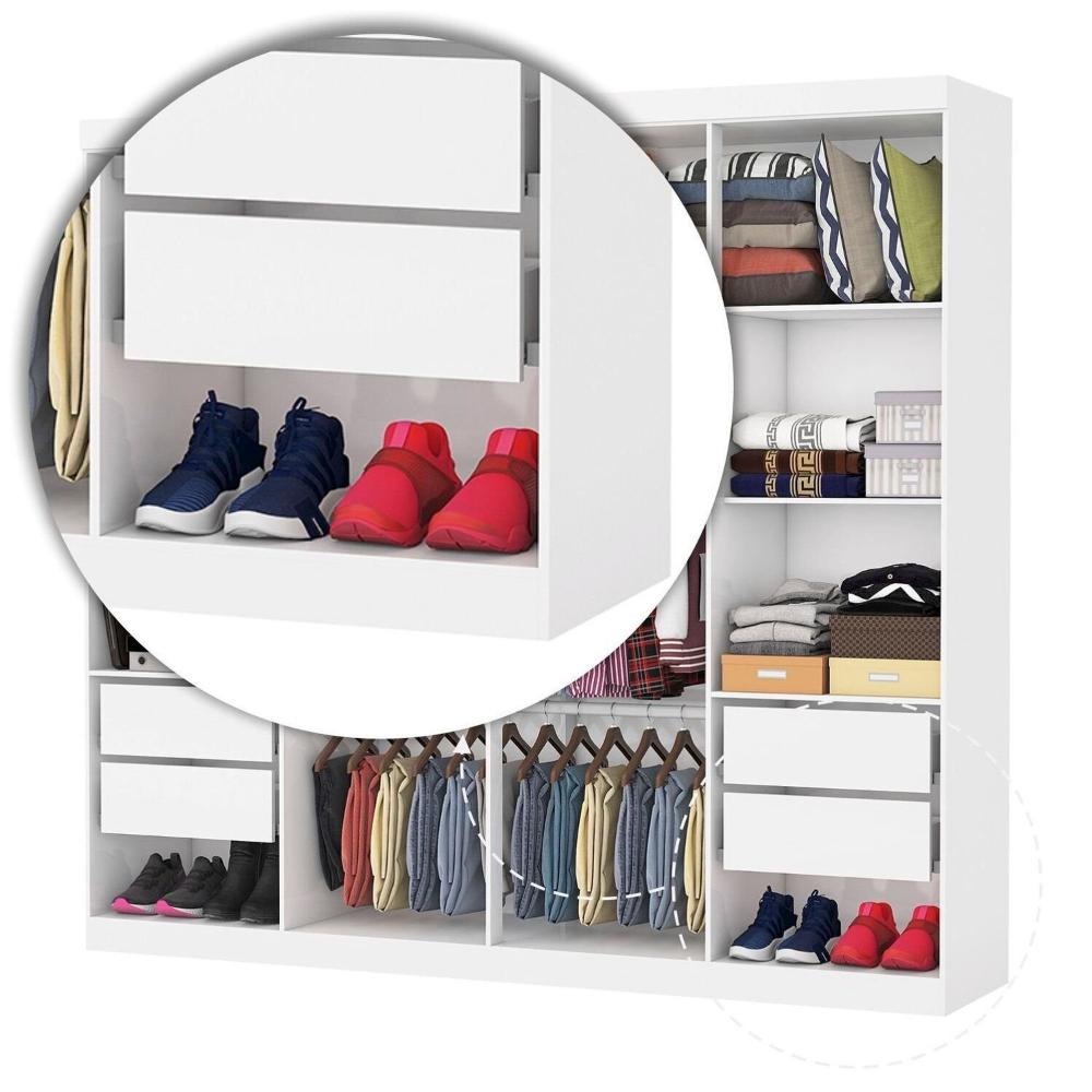Guarda-roupa Stanley 8 Portas 4 gavetas com Espelho Branco