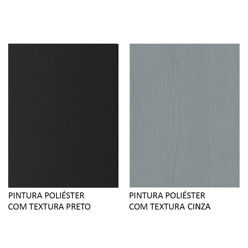 Guarda-Roupa Casal Madesa Mônaco 3 Portas de Correr com Espelhos - Preto/Cinza Preto/Cinza