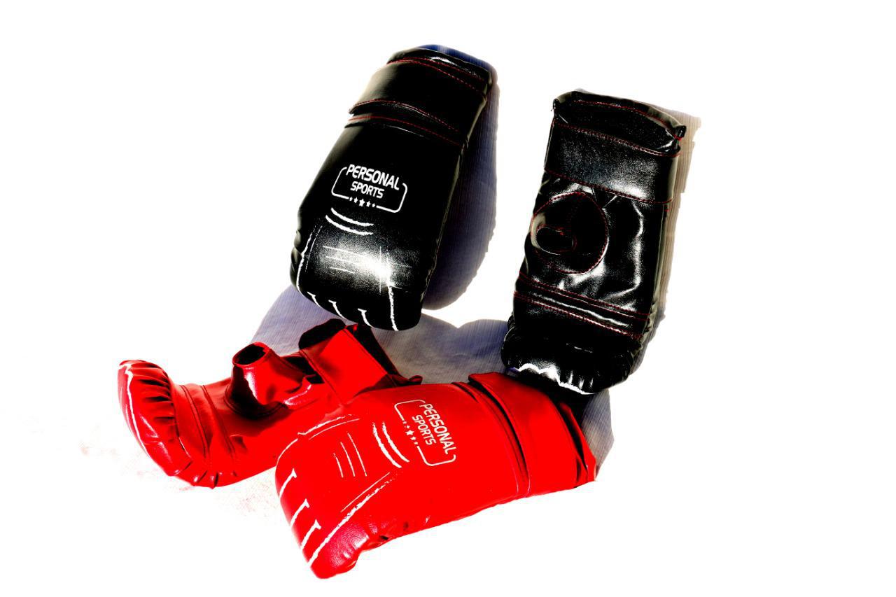 Miniatura Kit 2 Pares De Luvas Bate Saco Muay Thai Boxe Artes Marciais Preta e vermelha