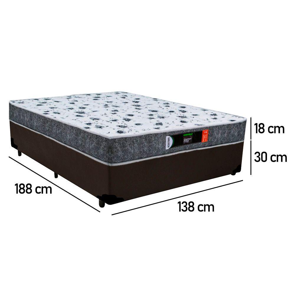 Miniatura Cama Box Casal + Colchão Casal Ortopédico Resistente Pró D28 Prime Colchões 48x138x188 Marrom
