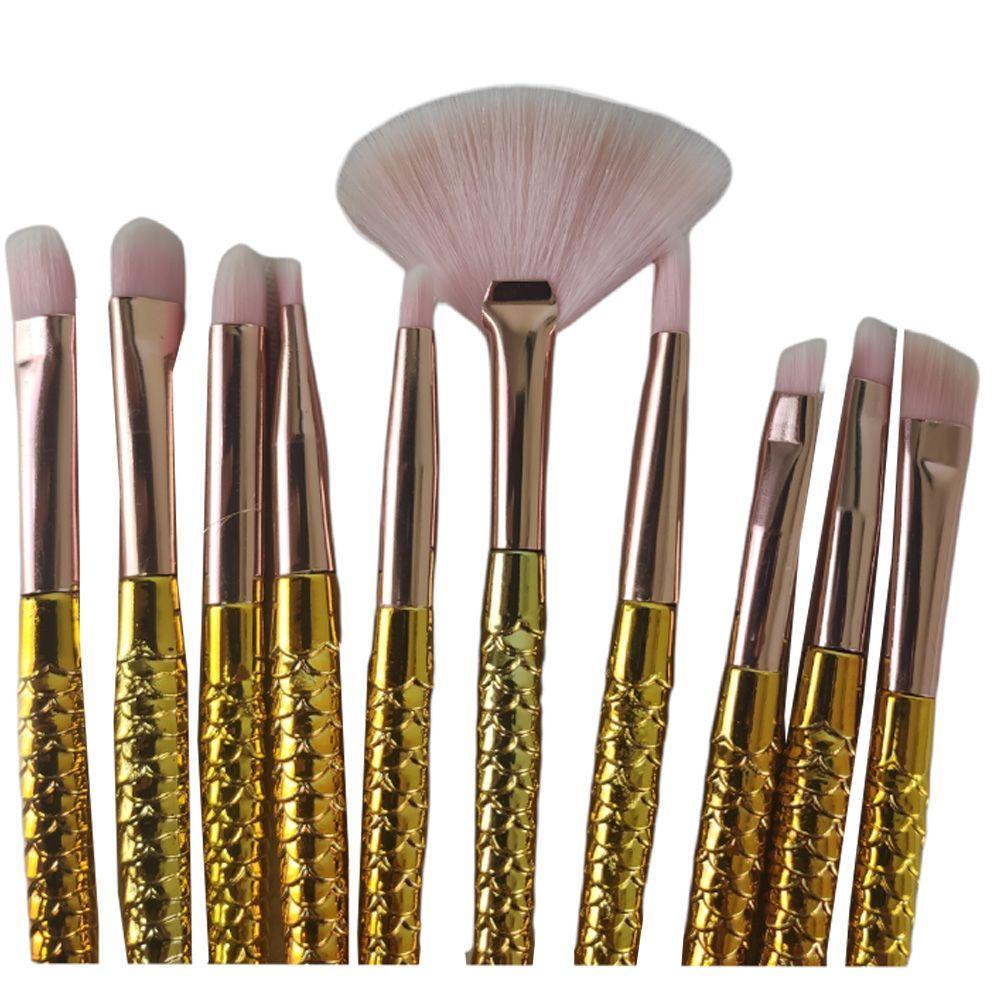 Miniatura Pincel Sereia 10 Peças Maquiagem Make Up Mermaid