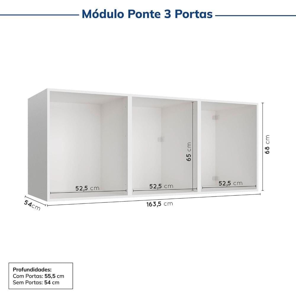 Guarda-roupa Modulado de Canto 11 Portas 7 Peças Hera Cabecasa Madeiramadeira Branco Geada/Preto
