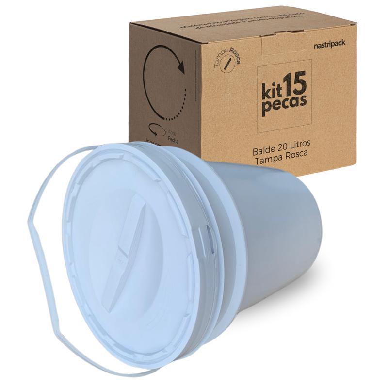 Miniatura Balde Whey Vazio 20L Tampa De Rosquear - Kit 15 Pçs