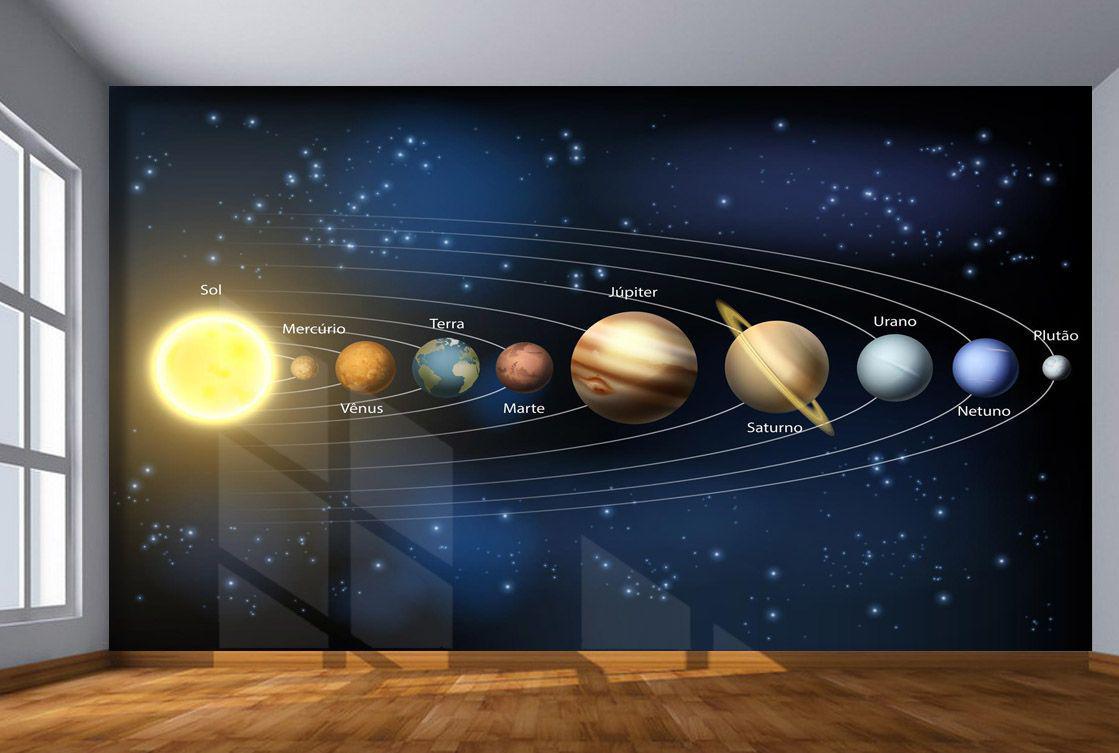 Miniatura Papel De Parede Infantil Espaço Sistema Solar  Azs83 Novo - 7908276268410 - Papel de parede - Você decora