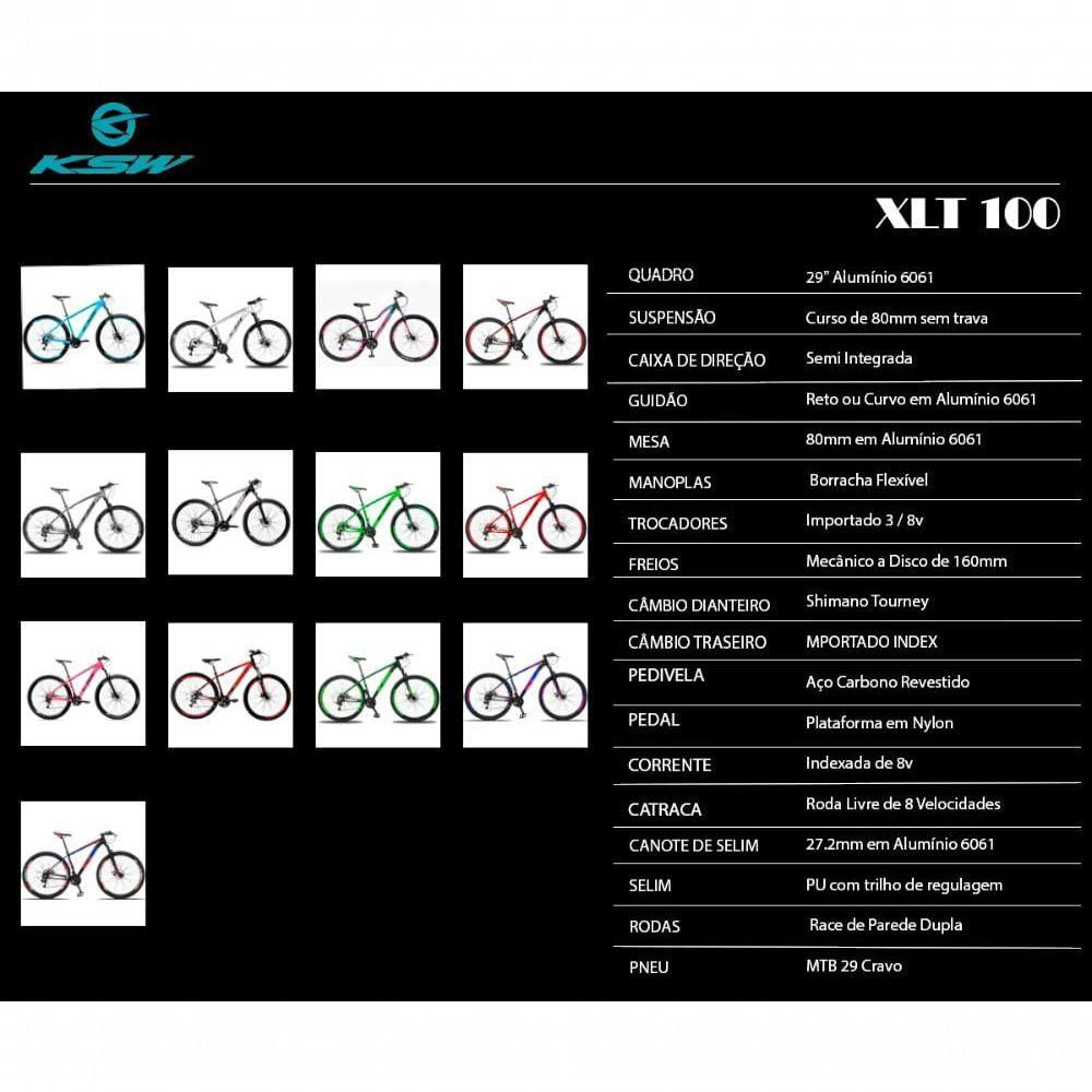 Miniatura Bicicleta Alumínio Aro 29 Ksw Dianteiro Shimano Tz 24 Marcha - Preto-prata - 17"