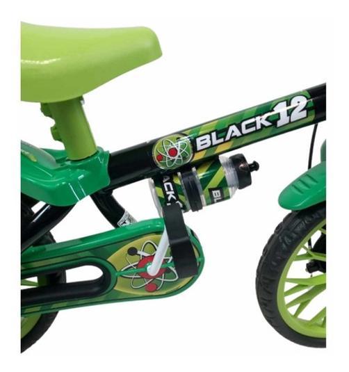 Miniatura Bicicleta Aro 12 Infantil Masculina Nathor Black 12 Preto/Vd