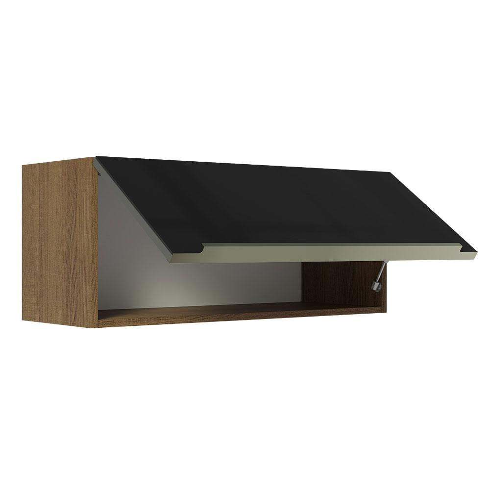 Miniatura Armário Aéreo Madesa Lux 80 cm 1 Porta Suspensa - Rustic/Preto Rustic/Preto