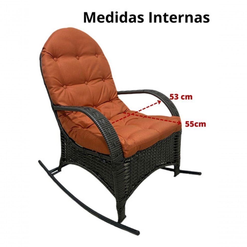 Cadeira Balanço Poltrona Descanso Com Almofada Ergonômica Laranja