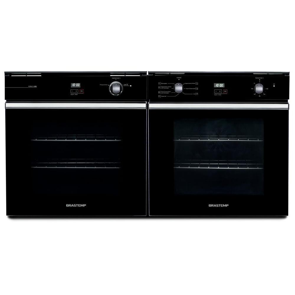 Forno de embutir a gás Brastemp 78 litros Preto com grill e timer touch 220V
