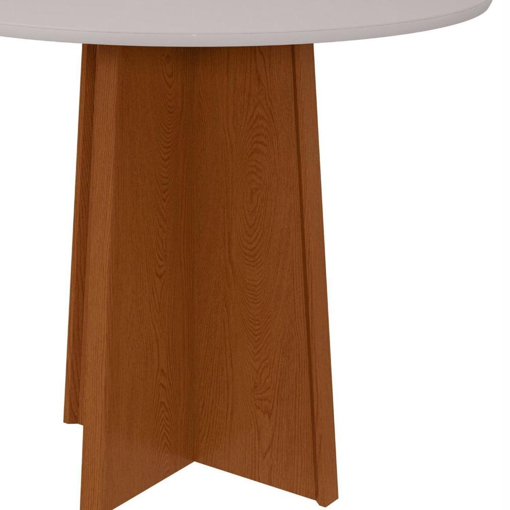 Mesa de Jantar 100x100cm Tampo MDF/Vidro Celebrare Frassino/Off White