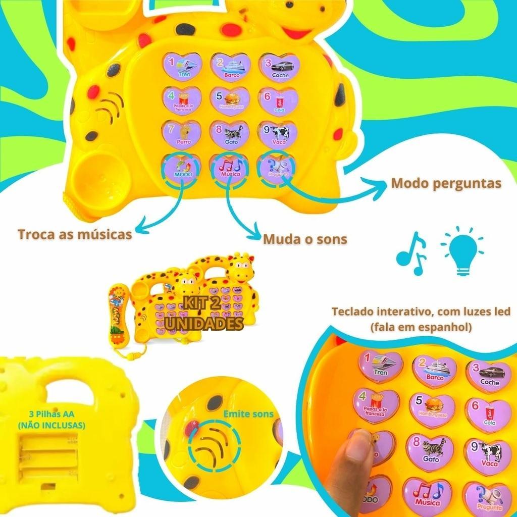 Miniatura Telefone Infantil Girafa Brinquedo Educativo Musical