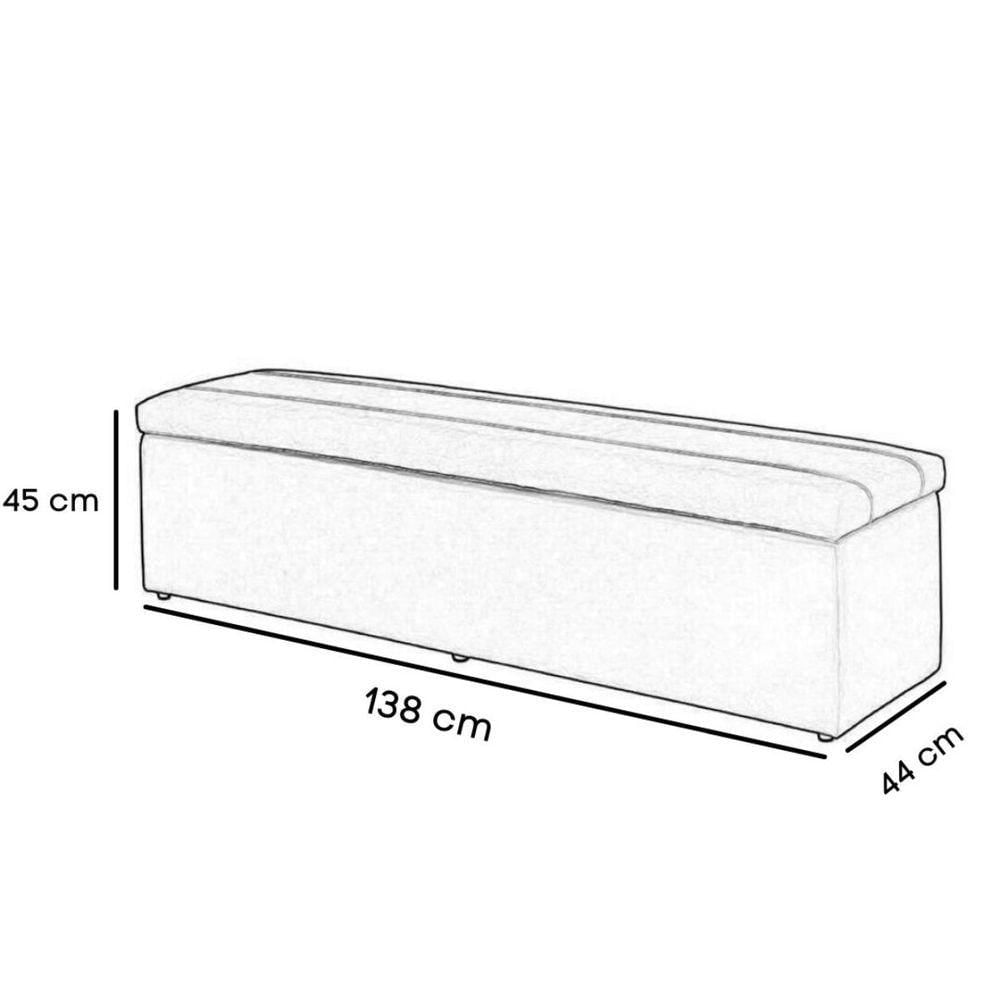 Miniatura Calçadeira Baú Recamier Casal 138 Cm Raissa Suede Azul