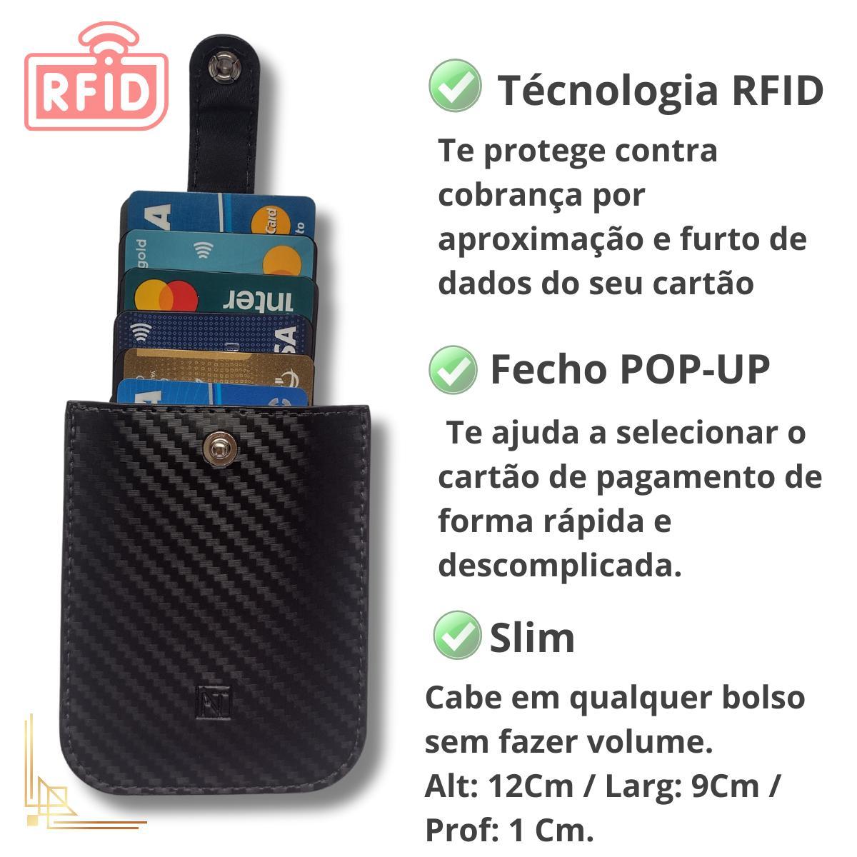 Carteira SmartLink ATNI 2024 Antifurto Couro Fibra Carbono