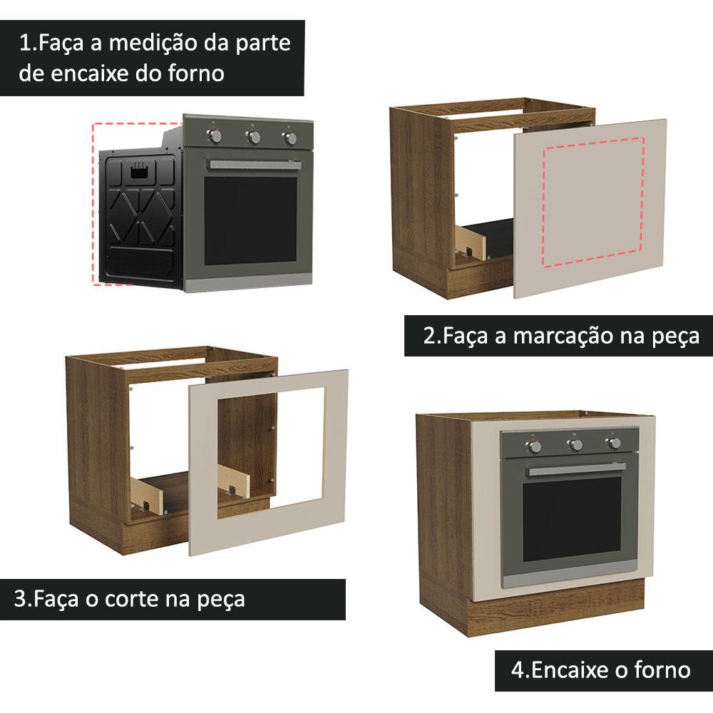 Miniatura Balcão para Forno de Embutir 80 x 60 cm Sem Tampo Rustic/Crema Agata Madesa Rustic/Crema
