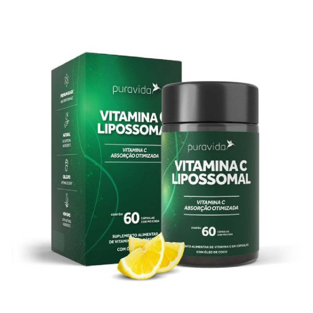 Miniatura Vitamina C Lipossomal Puravida 66g Com 60 Cápsulas Gelatinosas