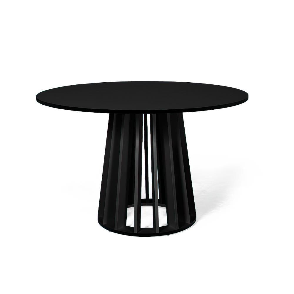 Miniatura Conjunto Mesa 120cm Preta Com 6 Cadeiras Base Preta - Nude