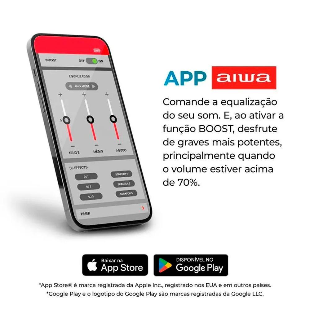 Miniatura Caixa Som Partybox Aiwa Aws-Pb-07 Bluetooth Led Rgb Preta