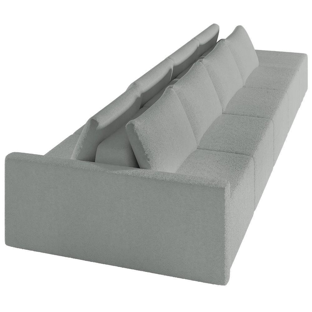 Sofá Ilha Modular Com Puff Para Sala Living 392cm Georgia K04 Bouclê Cinza Claro - Mpozenato