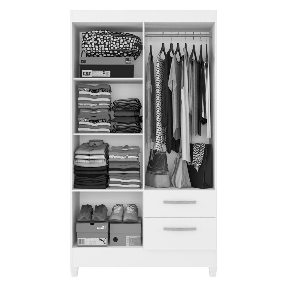 Miniatura Guarda-Roupas com 4 Portas e 2 Gavetas Multimóveis CR35138 Branco Brilho