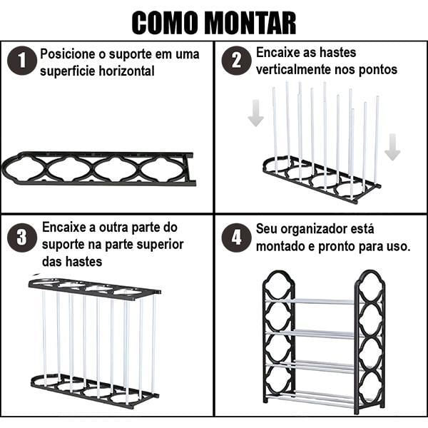 Miniatura Sapateira De 4 Andares Branca Rack Organizadora Para Sapatos