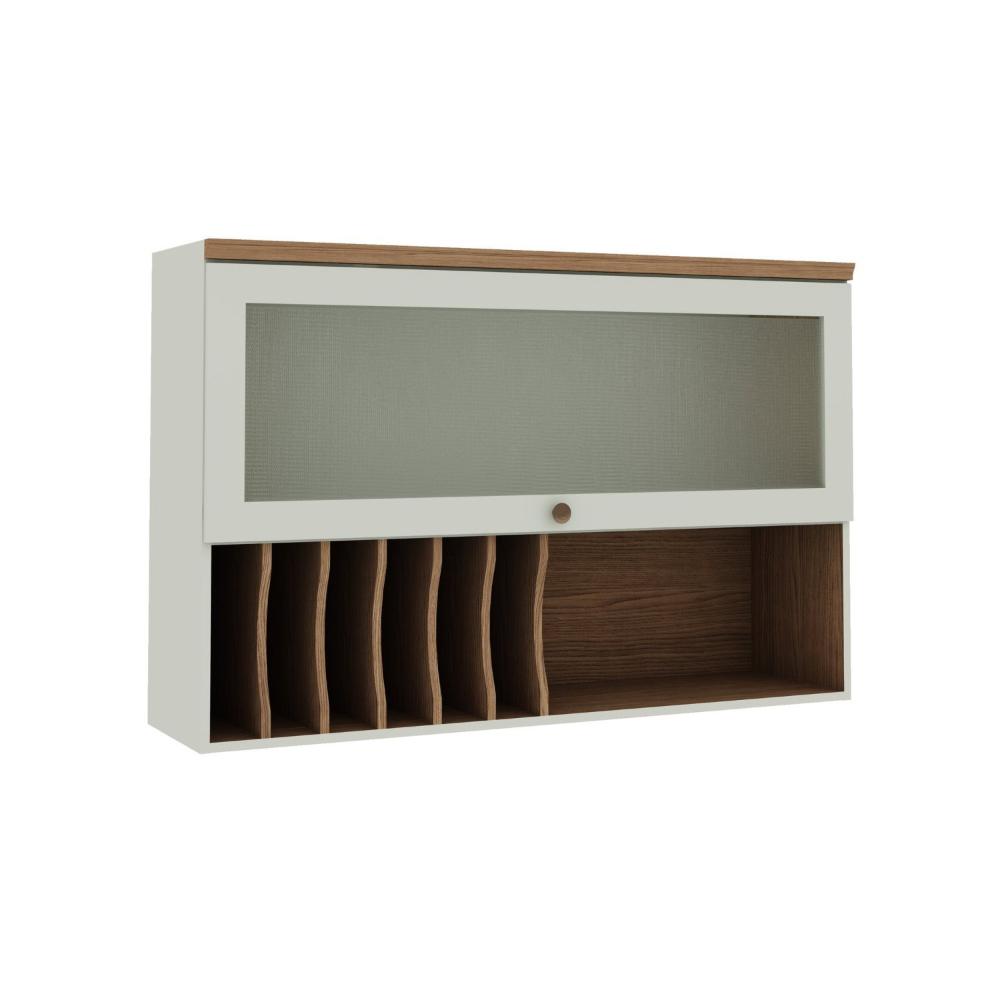 Miniatura Armário Aéreo Para Cozinha com Porta de Vidro Provençal Iluminata Genialflex Verde Mint