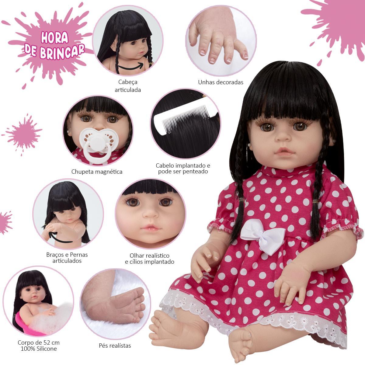 Bebe Reborn Menina Realista Morena Fofa Com Enxoval 13 Itens