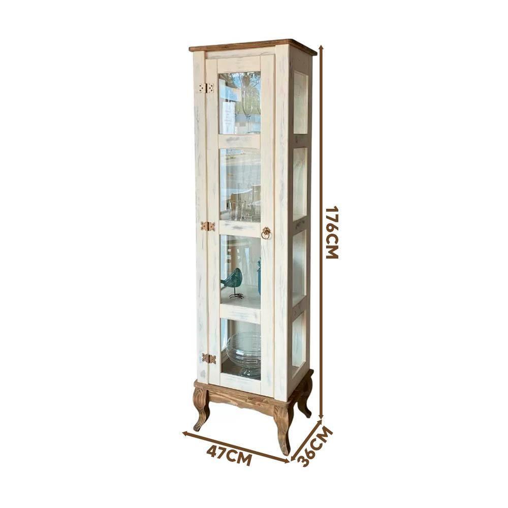 Miniatura Cristaleira 01 Porta Madeira Maciça Rústica Com Vidro Lateral Branco Garapa D161vl Shop Jm