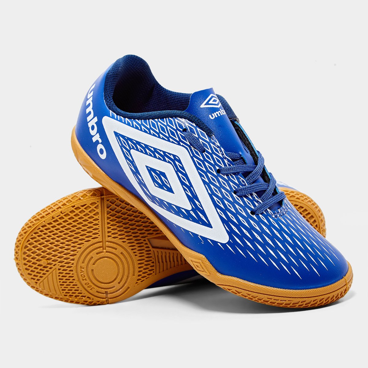 Miniatura Chuteira Futsal Infantil Umbro X-Diamond Unissex Azul+Branco - 29