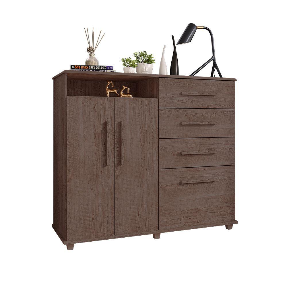 Miniatura Cômoda Helena Com 2 Portas E 4 Gavetas Chocolate - Cor: Marrom