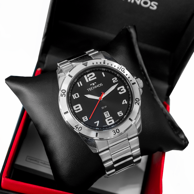 Relógio Masculino Technos Prata Prova D'água 50 metros 2115MYK1P