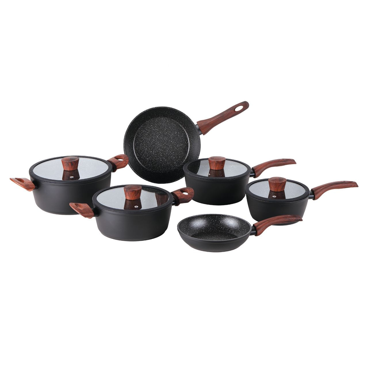 Miniatura Jogo de Panelas Brinox Revestimento Cerâmico Antiaderente Ceramic Life Sirius Preta 6 peças - com fundo de indução Preto