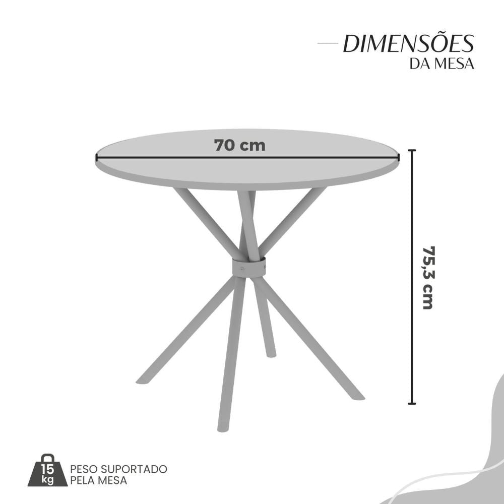 Miniatura Conjunto Sala de Jantar Mesa Redonda 70cm Tampo Granito Topázio 4 Cadeiras Linda Yescasa Paraopeba/Marrom
