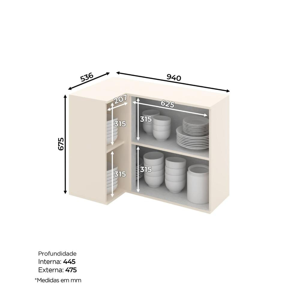Miniatura Armário Aéreo Canto Reto 1 Porta Aurora Off White