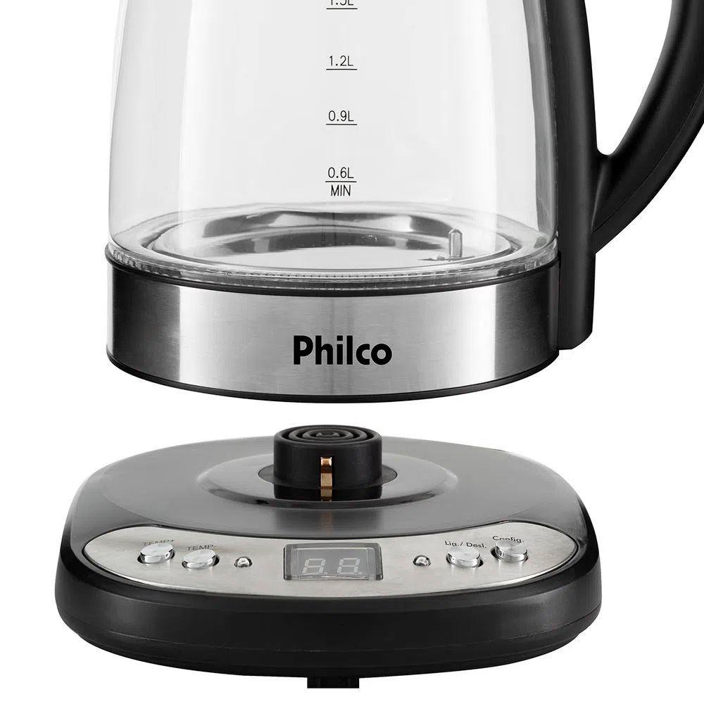 Miniatura Chaleira Elétrica Philco Pchd Digital Glass 1,7 Litros Transparente 127v