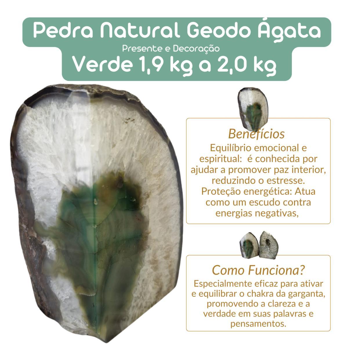 Miniatura Pedra Natural Geodo Ágata Verde 1,9 Kg A 2,0 Kg Decoração