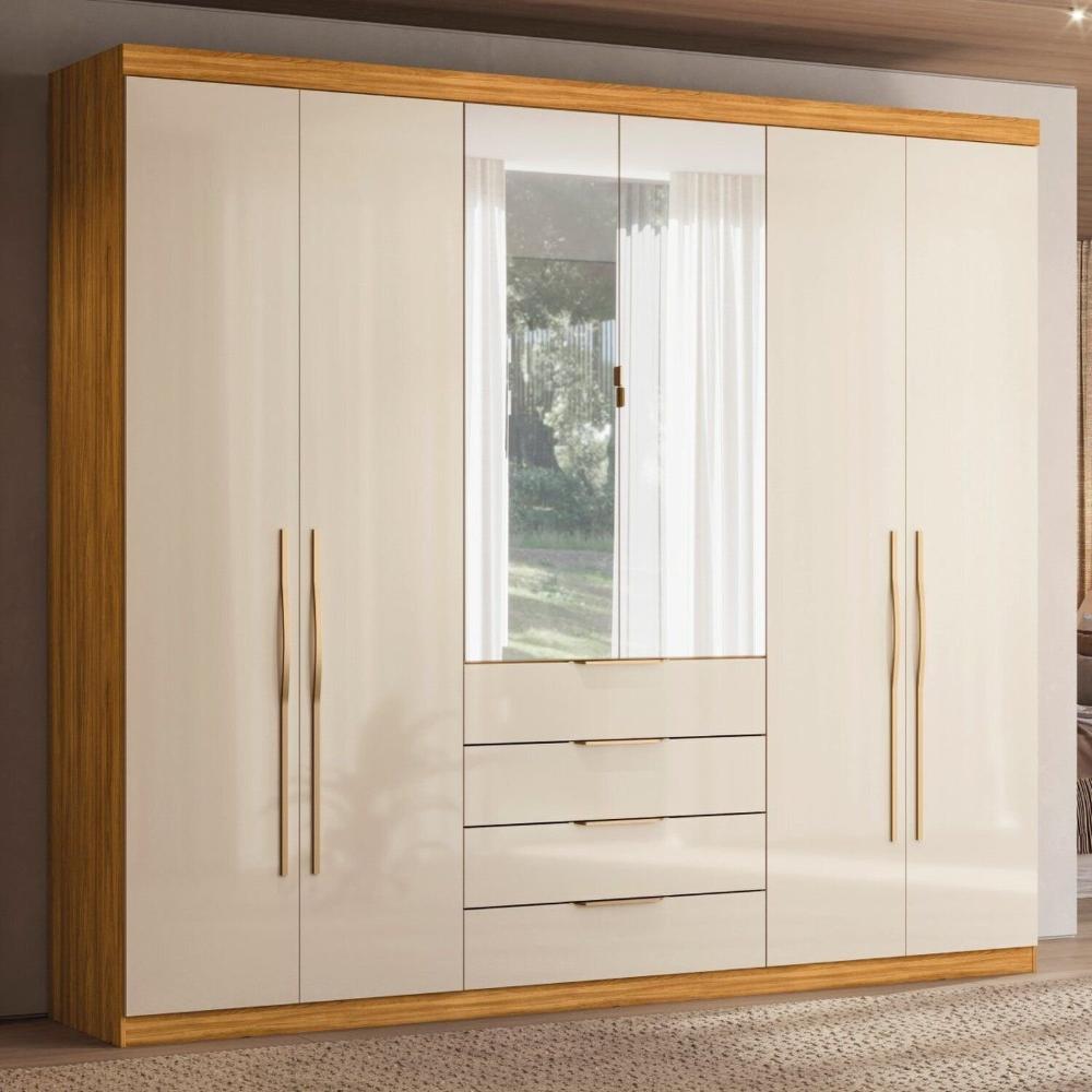 Miniatura Guarda-roupa Casal 6 Portas Giardino Cinnamon/Off White