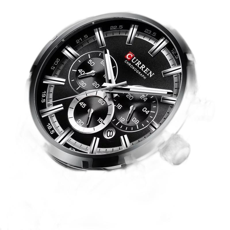 Miniatura Relógio Masculino Curren Pulseira De Aço Cronômetro Luxo