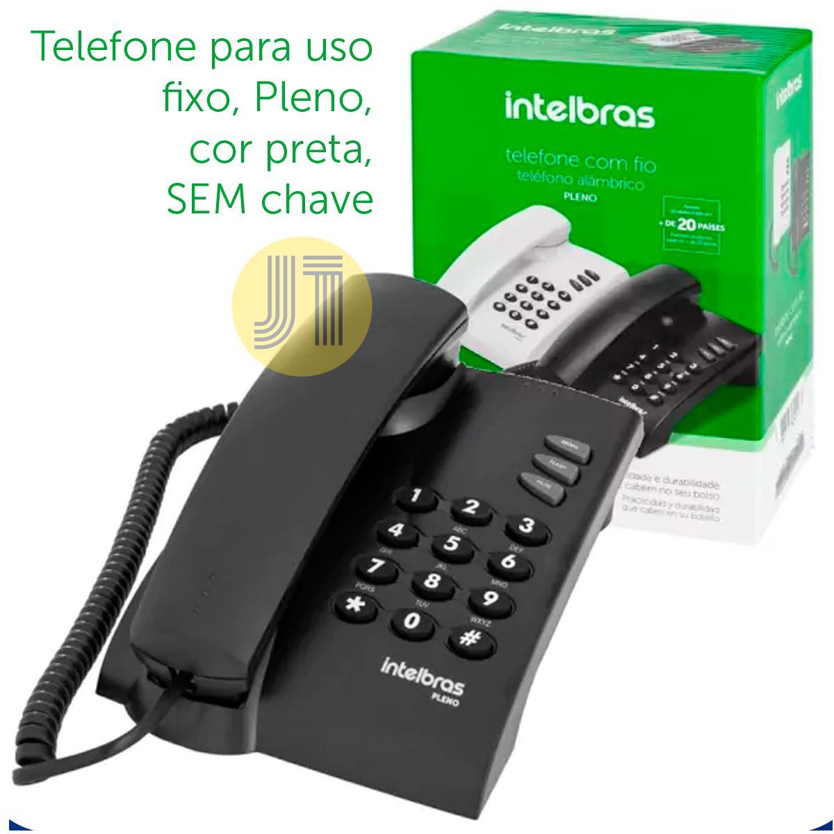 Miniatura 3X Telefone Com Fio Mesa Intelbras Pleno Preto Sem Chave