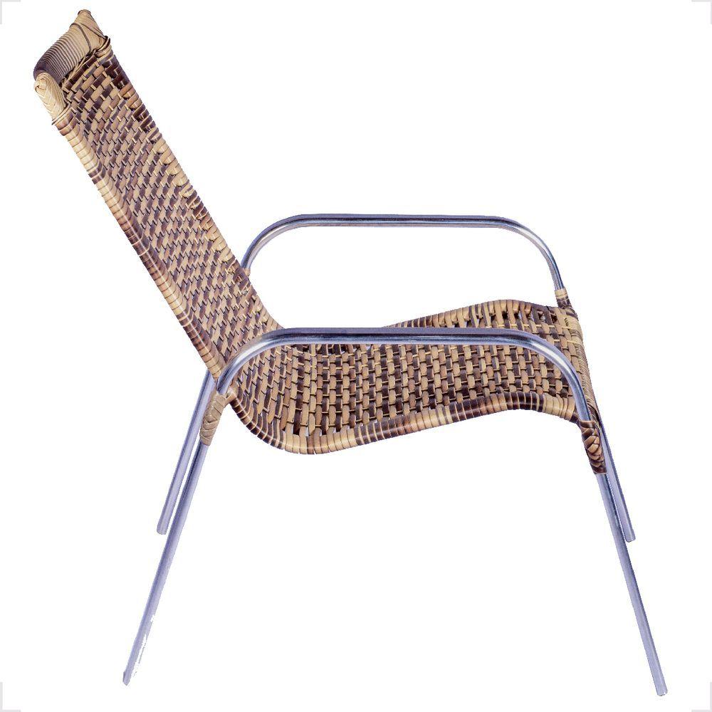 Miniatura Kit 2 Cadeiras De Alumínio Para área Externa Fortaleza Fibra Sintética Artesanal Cor:cappuccino