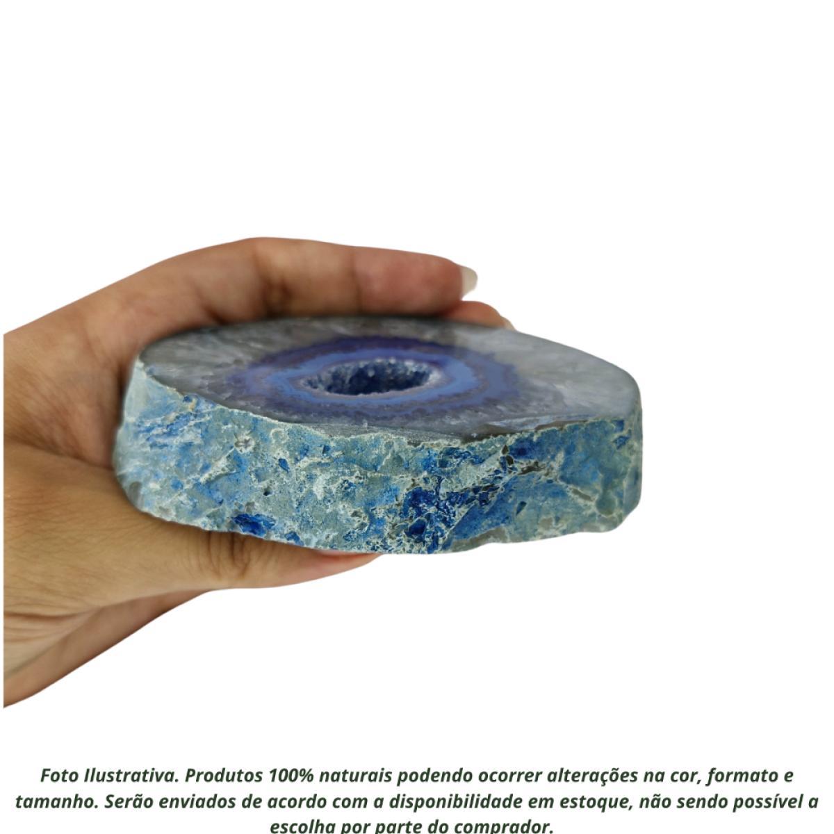 Miniatura Geodo De Pedra Ágata Azul Natural Decoração