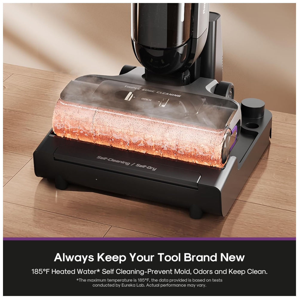 Miniatura Aspirador e Mopa Sem Fio Eureka RapdiWash 730 Roxo Molhado e Seco, Autolimpeza a 85°C, Bateria de Longa Duração - Para pelos de animais e sujeiras